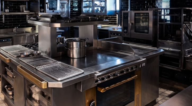 Commercial kitchen equipment island